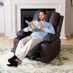 Fauteuil inclinable, fauteuil à bascule avec massage et chaleur, fauteuils de salon pivotants à 360° pour adultes, fauteuil inclinable manuel à bascule avec porte-gobelet pour salon