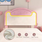 Cadre de lit double rembourré, support en bois solide, sans sommier tapissier, avec tiroirs, adapté à une chambre d'enfant, rose et blanc