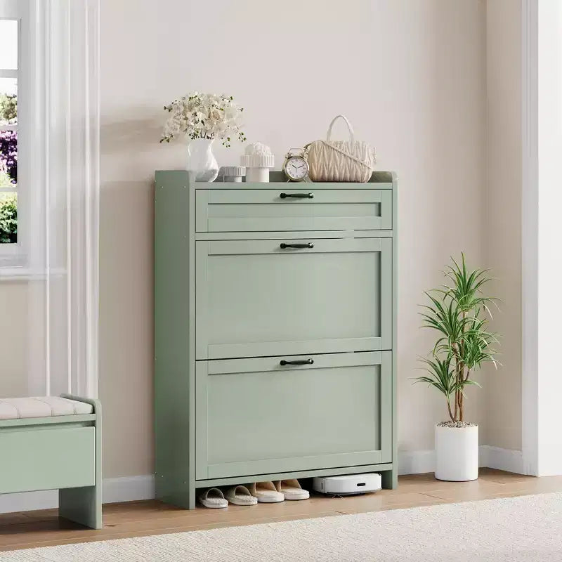 Meuble à chaussures moderne avec tiroir rotatif, organisateur de rangement peu encombrant pour entrée
