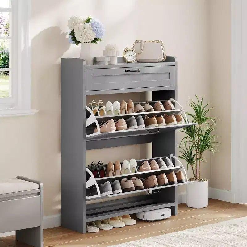 Meuble à chaussures moderne avec tiroir rotatif, organisateur de rangement peu encombrant pour entrée