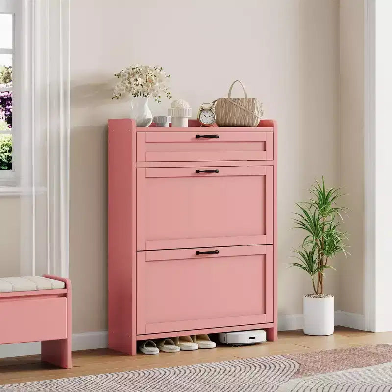 Meuble à chaussures moderne avec tiroir rotatif, organisateur de rangement peu encombrant pour entrée
