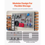 Panneaux muraux à lattes VEVOR, 2,4 x 1,2 m, lambris mural PVC pour garage avec conception modulaire, panneaux muraux à lattes gris faciles à installer et ajustables, gris
