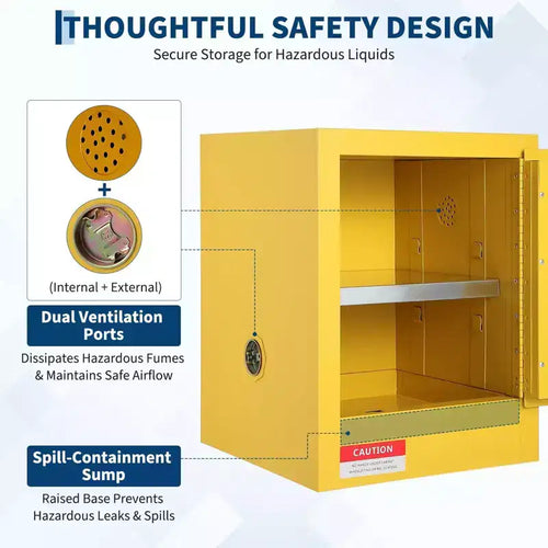Armoire de sécurité jaune Acekool de 15 litres pour produits inflammables