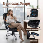 Chaise de bureau de direction Costway avec siège et accoudoirs rembourrés, hauteur et dossier réglables Marron/Noir