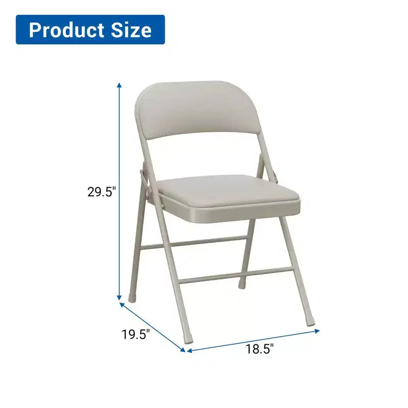 Chaises pliantes en métal avec dossier en PU, coussins rembourrés et cadre en acier, capacité de 159 kg pour utilisation intérieure/extérieure