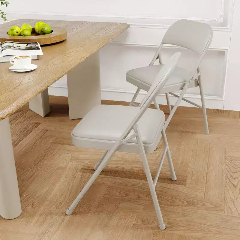 Chaises pliantes en métal avec dossier en PU, coussins rembourrés et cadre en acier, capacité de 159 kg pour utilisation intérieure/extérieure