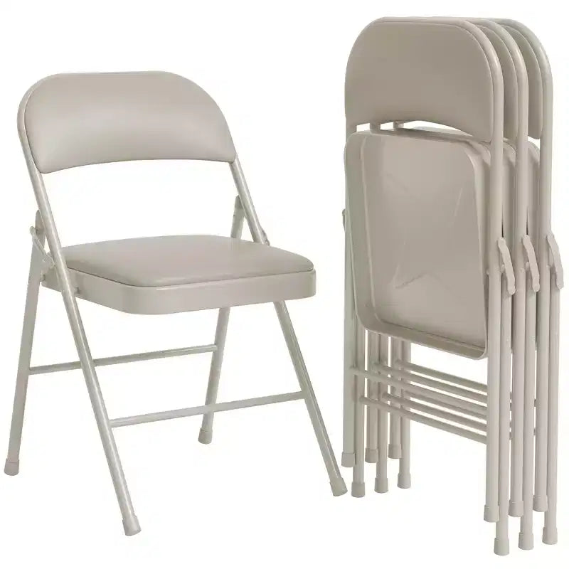 Chaises pliantes en métal avec dossier en PU, coussins rembourrés et cadre en acier, capacité de 159 kg pour utilisation intérieure/extérieure