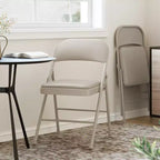 Chaises pliantes en métal avec dossier en PU, coussins rembourrés et cadre en acier, capacité de 159 kg pour utilisation intérieure/extérieure
