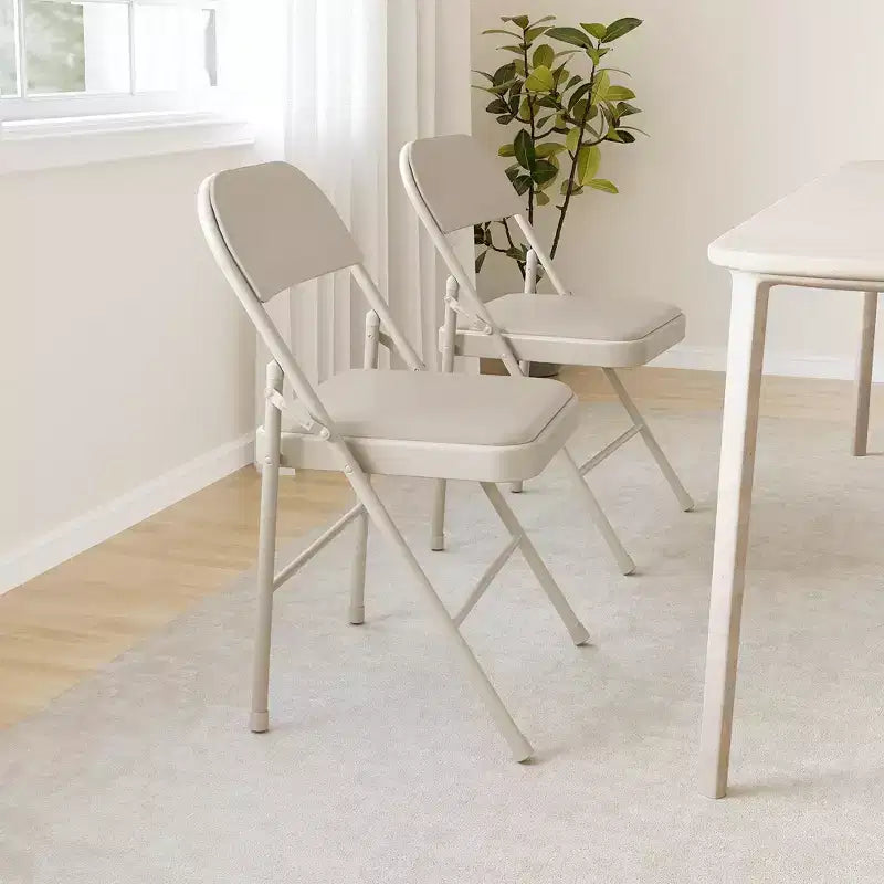 Chaises pliantes en métal avec dossier en PU, coussins rembourrés et cadre en acier, capacité de 159 kg pour utilisation intérieure/extérieure