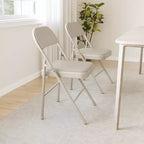 Chaises pliantes en métal avec dossier en PU, coussins rembourrés et cadre en acier, capacité de 159 kg pour utilisation intérieure/extérieure