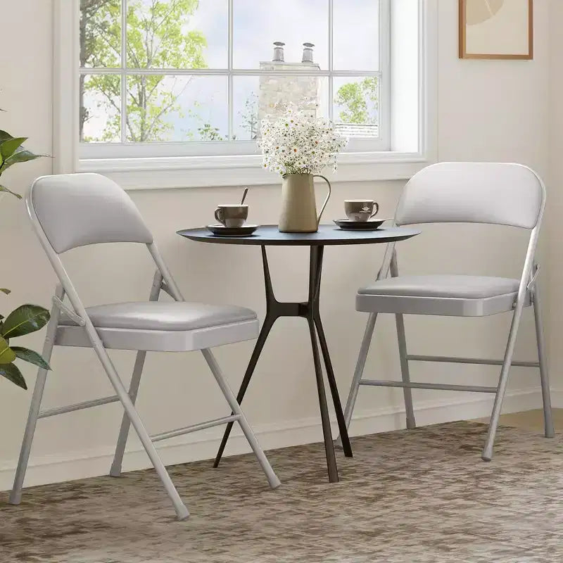 Chaises pliantes en métal avec dossier en PU, coussins rembourrés et cadre en acier, capacité de 159 kg pour utilisation intérieure/extérieure