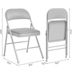Chaises pliantes en métal avec dossier en PU, coussins rembourrés et cadre en acier, capacité de 159 kg pour utilisation intérieure/extérieure