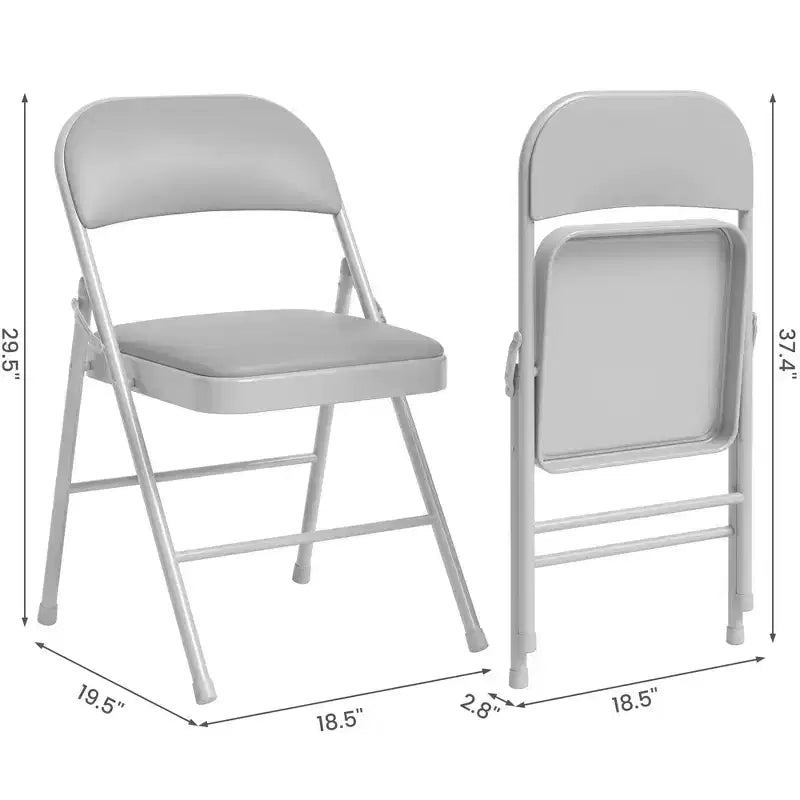 Chaises pliantes en métal avec dossier en PU, coussins rembourrés et cadre en acier, capacité de 159 kg pour utilisation intérieure/extérieure