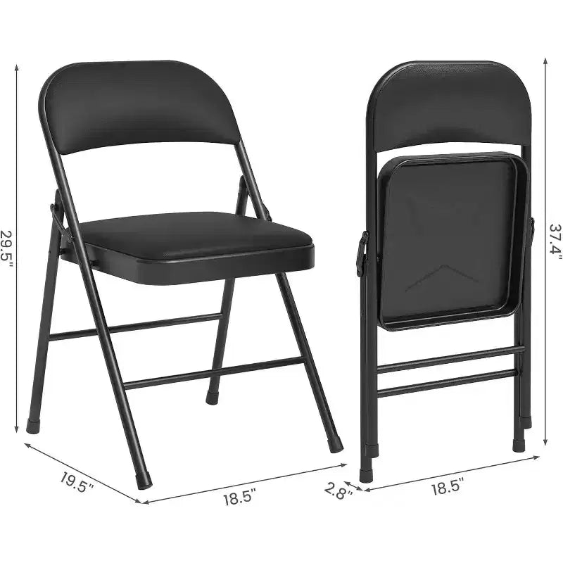 Chaises pliantes en métal avec dossier en PU, coussins rembourrés et cadre en acier, capacité de 159 kg pour utilisation intérieure/extérieure