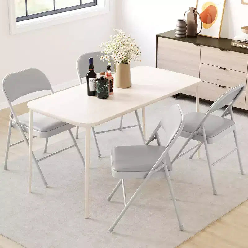 Chaises pliantes en métal avec dossier en PU, coussins rembourrés et cadre en acier, capacité de 159 kg pour utilisation intérieure/extérieure