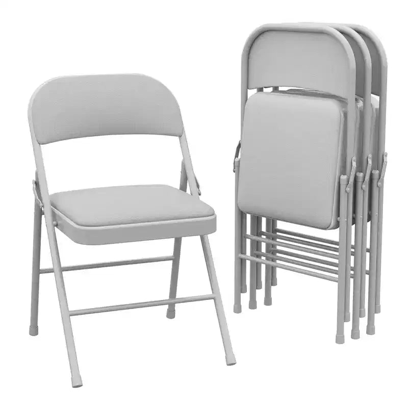 Chaises pliantes en métal avec dossier en PU, coussins rembourrés et cadre en acier, capacité de 159 kg pour utilisation intérieure/extérieure