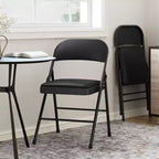 Chaises pliantes en métal avec dossier en PU, coussins rembourrés et cadre en acier, capacité de 159 kg pour utilisation intérieure/extérieure