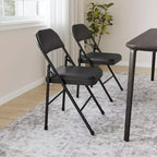 Chaises pliantes en métal avec dossier en PU, coussins rembourrés et cadre en acier, capacité de 159 kg pour utilisation intérieure/extérieure