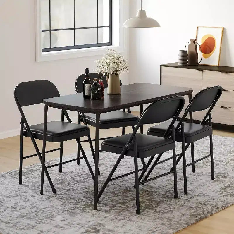 Chaises pliantes en métal avec dossier en PU, coussins rembourrés et cadre en acier, capacité de 159 kg pour utilisation intérieure/extérieure