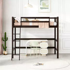 Lit mezzanine moderne en bois Luxystar, taille double, avec échelle inclinée