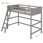 Lit mezzanine moderne en bois Luxystar, taille double, avec échelle inclinée