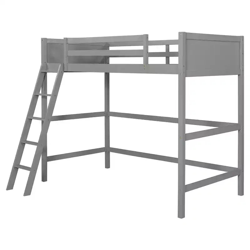 Lit mezzanine moderne en bois Luxystar, taille double, avec échelle inclinée