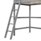 Lit mezzanine moderne en bois Luxystar, taille double, avec échelle inclinée