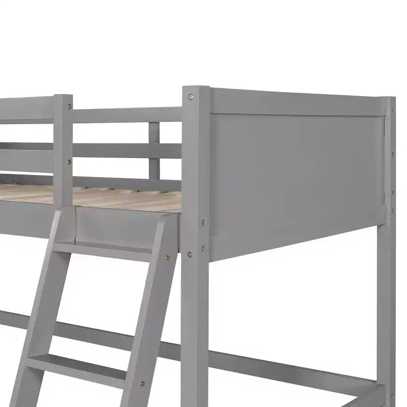 Lit mezzanine moderne en bois Luxystar, taille double, avec échelle inclinée