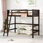 Luxystar Twin Size Modern Wooden Loft Bed with Slanted Ladder