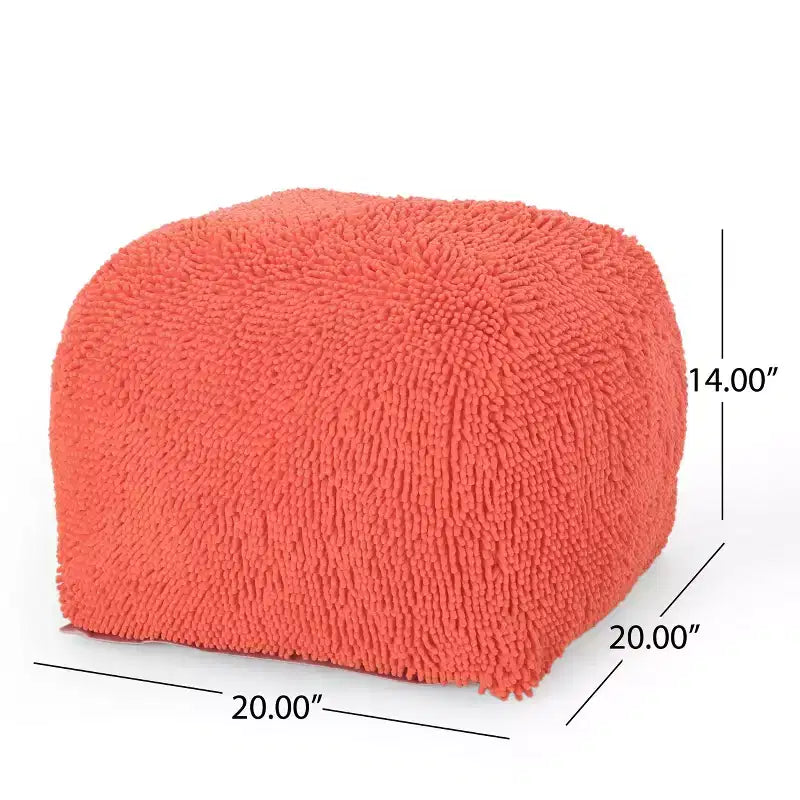 TUYOHW Pouf carré moderne avec revêtement en chenille colorée, pouf spongieux avec texture confortable, marchepied moelleux pour salon, chambre