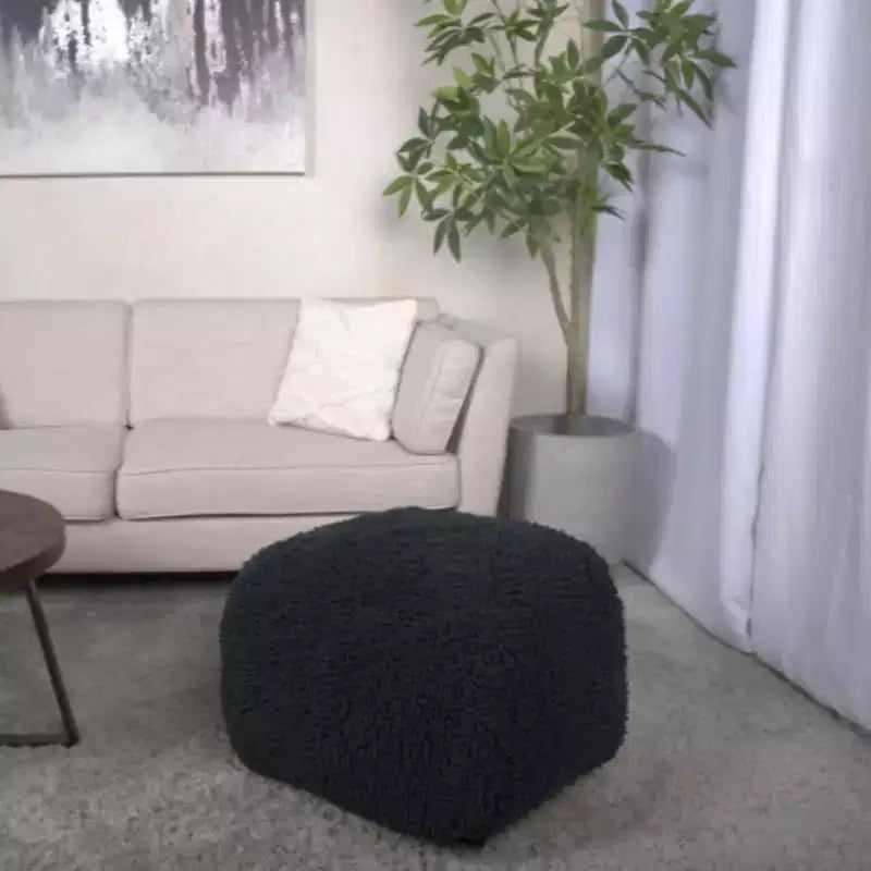 TUYOHW Pouf carré moderne avec revêtement en chenille colorée, pouf spongieux avec texture confortable, marchepied moelleux pour salon, chambre
