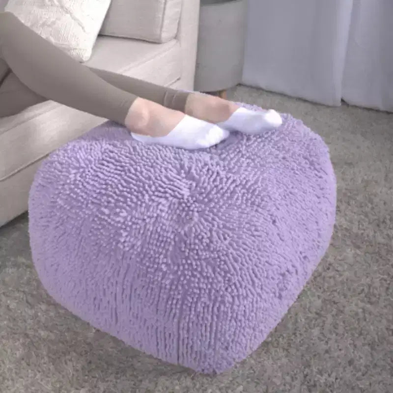 TUYOHW Pouf carré moderne avec revêtement en chenille colorée, pouf spongieux avec texture confortable, marchepied moelleux pour salon, chambre