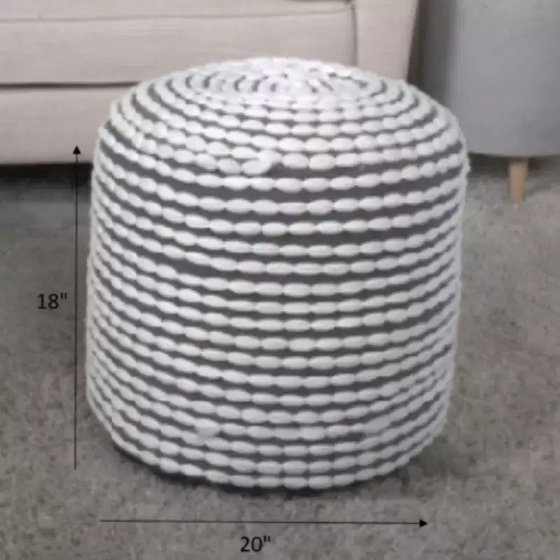 TUYOHW Pouf cylindrique fait à la main avec repose-pieds rembourré en tissu imperméable avec capitonnage, petit pouf pour salon, chambre à coucher