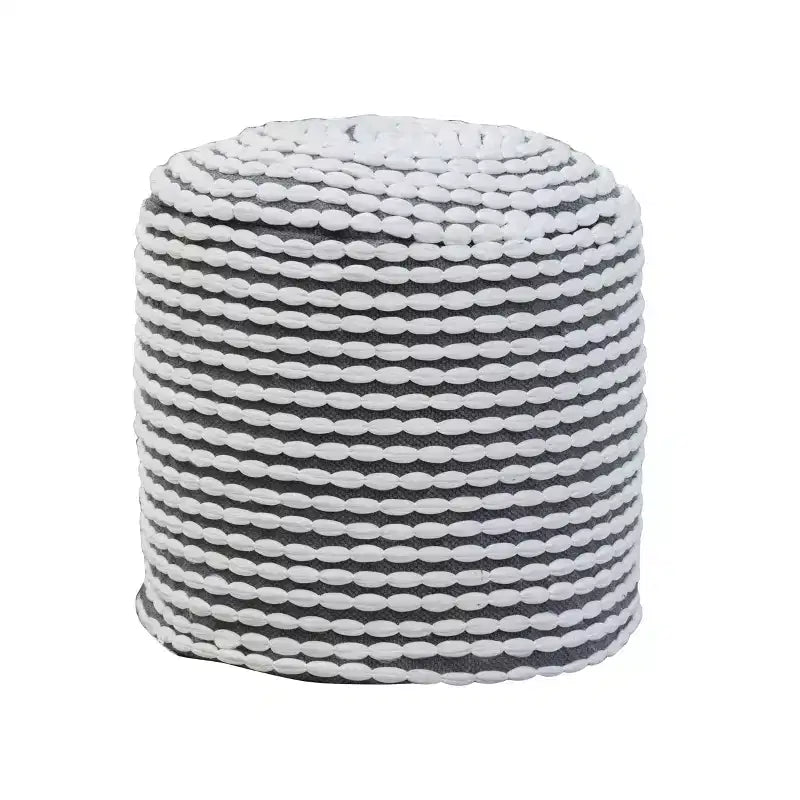 TUYOHW Pouf cylindrique fait à la main avec repose-pieds rembourré en tissu imperméable avec capitonnage, petit pouf pour salon, chambre à coucher