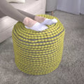 TUYOHW Pouf cylindrique fait à la main avec repose-pieds rembourré en tissu imperméable avec capitonnage, petit pouf pour salon, chambre à coucher