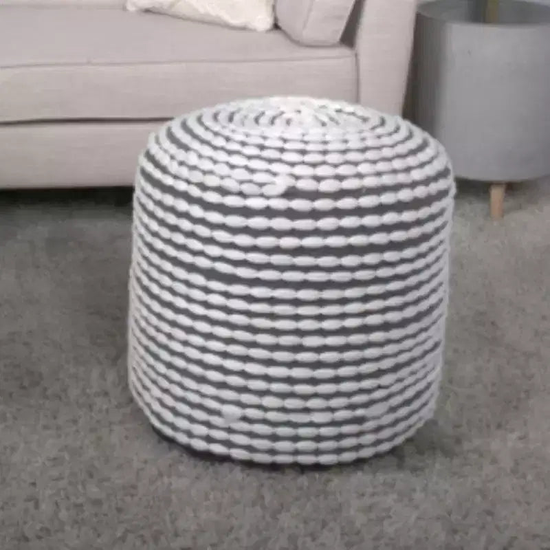 TUYOHW Handcrafted Cylindrical Ottoman with Waterproof Fabric Upholstered Foot Stool with Tufting Pouf Small Ottoman for Living Room, Bedroom