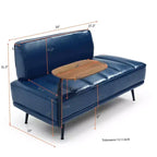 TUYOHW 55 Banc Ottomane Moderne avec Plateau Pivotant à 360° en PU, Banc de Bout de Lit Rembourré avec Dossier, Banc d'Entrée pour Salon, Chambre à Coucher