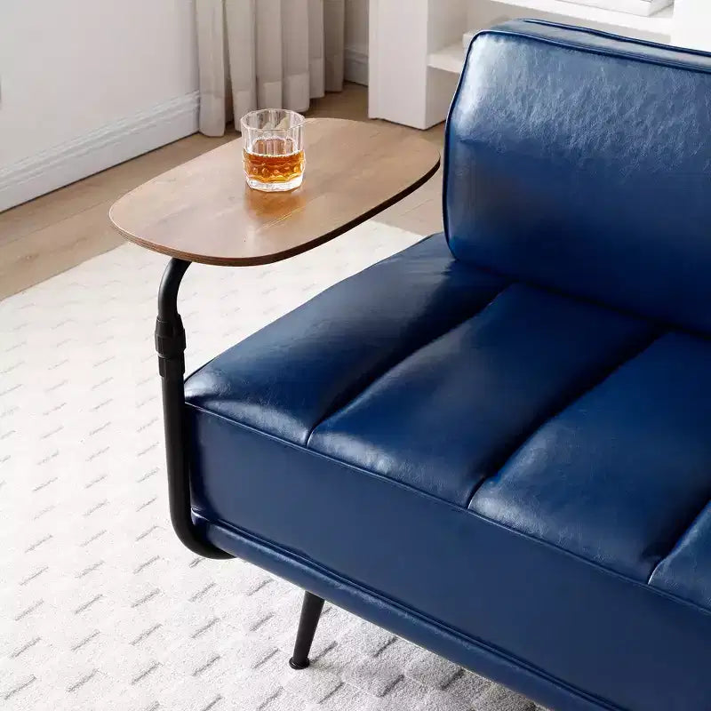 TUYOHW 55 Banc Ottomane Moderne avec Plateau Pivotant à 360° en PU, Banc de Bout de Lit Rembourré avec Dossier, Banc d'Entrée pour Salon, Chambre à Coucher