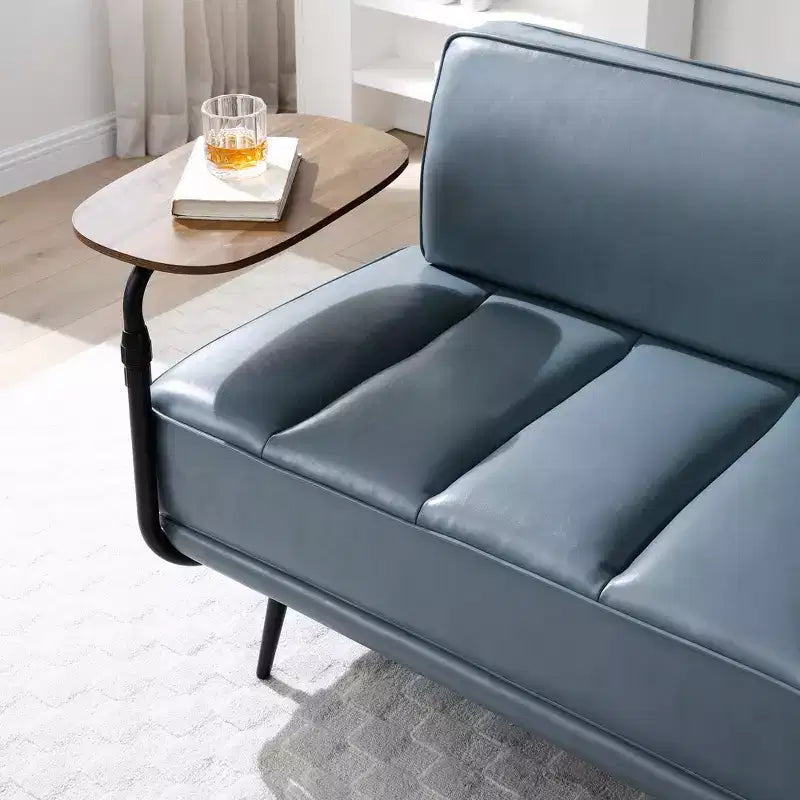 TUYOHW 55 Banc Ottomane Moderne avec Plateau Pivotant à 360° en PU, Banc de Bout de Lit Rembourré avec Dossier, Banc d'Entrée pour Salon, Chambre à Coucher