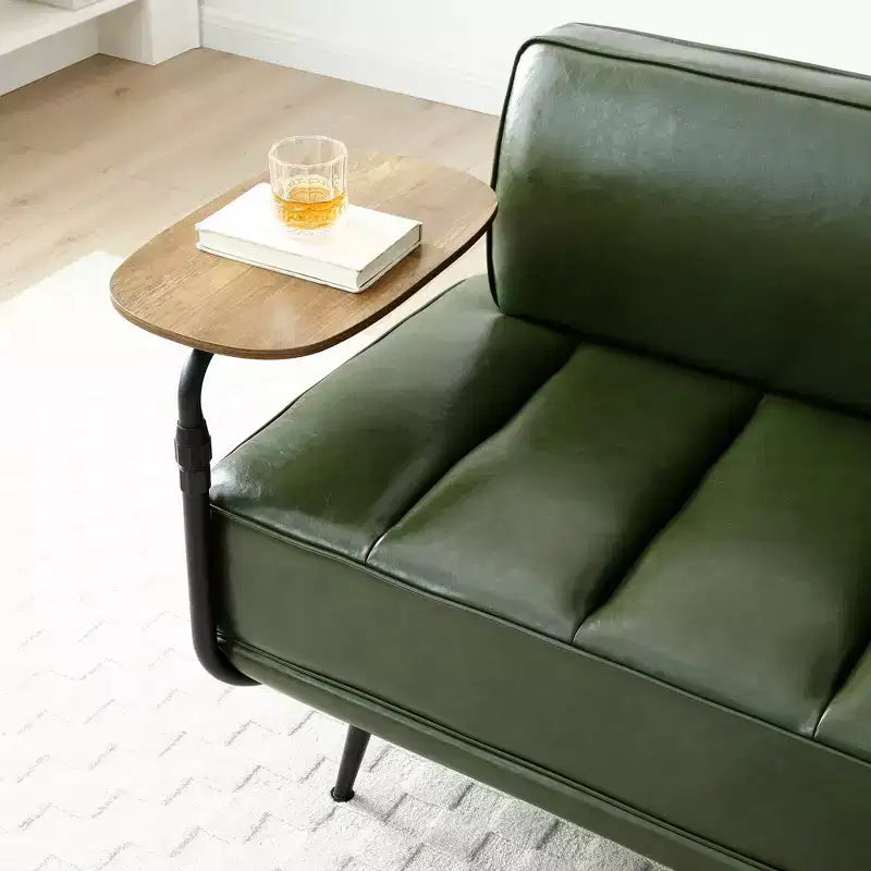 TUYOHW 55 Banc Ottomane Moderne avec Plateau Pivotant à 360° en PU, Banc de Bout de Lit Rembourré avec Dossier, Banc d'Entrée pour Salon, Chambre à Coucher
