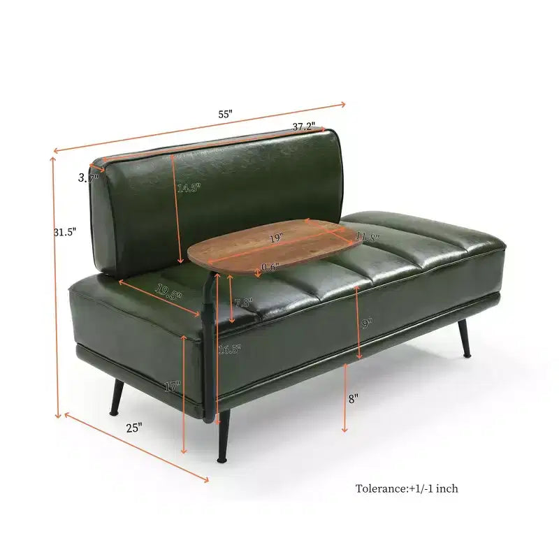 TUYOHW 55 Banc Ottomane Moderne avec Plateau Pivotant à 360° en PU, Banc de Bout de Lit Rembourré avec Dossier, Banc d'Entrée pour Salon, Chambre à Coucher