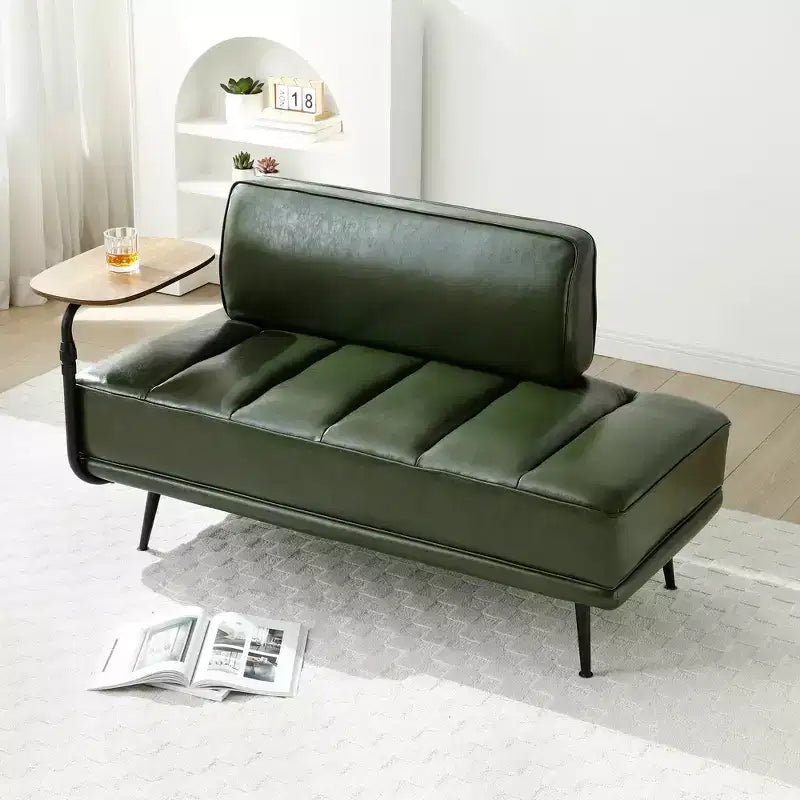 TUYOHW 55 Banc Ottomane Moderne avec Plateau Pivotant à 360° en PU, Banc de Bout de Lit Rembourré avec Dossier, Banc d'Entrée pour Salon, Chambre à Coucher