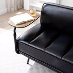 TUYOHW 55 Banc Ottomane Moderne avec Plateau Pivotant à 360° en PU, Banc de Bout de Lit Rembourré avec Dossier, Banc d'Entrée pour Salon, Chambre à Coucher