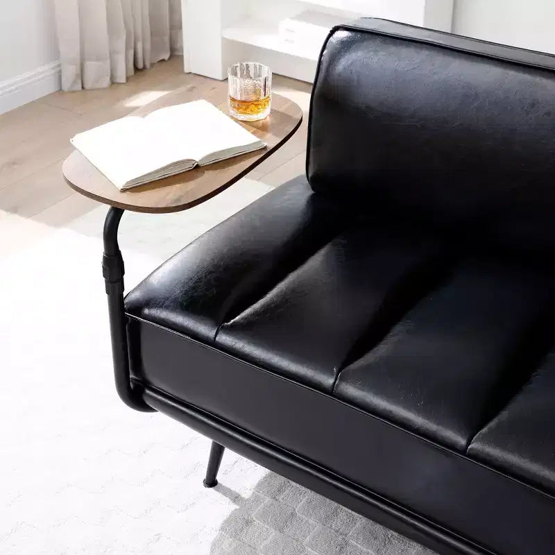 TUYOHW 55 Banc Ottomane Moderne avec Plateau Pivotant à 360° en PU, Banc de Bout de Lit Rembourré avec Dossier, Banc d'Entrée pour Salon, Chambre à Coucher