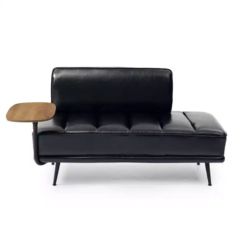 TUYOHW 55 Banc Ottomane Moderne avec Plateau Pivotant à 360° en PU, Banc de Bout de Lit Rembourré avec Dossier, Banc d'Entrée pour Salon, Chambre à Coucher