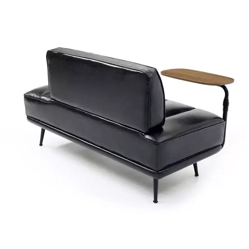 TUYOHW 55 Banc Ottomane Moderne avec Plateau Pivotant à 360° en PU, Banc de Bout de Lit Rembourré avec Dossier, Banc d'Entrée pour Salon, Chambre à Coucher