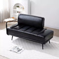 TUYOHW 55 Modern Bench Ottoman with Side 360Swivel Tray PU Upholstered End of Bed Bench with Backrest Entryway Bench for Living Room, Bedroom