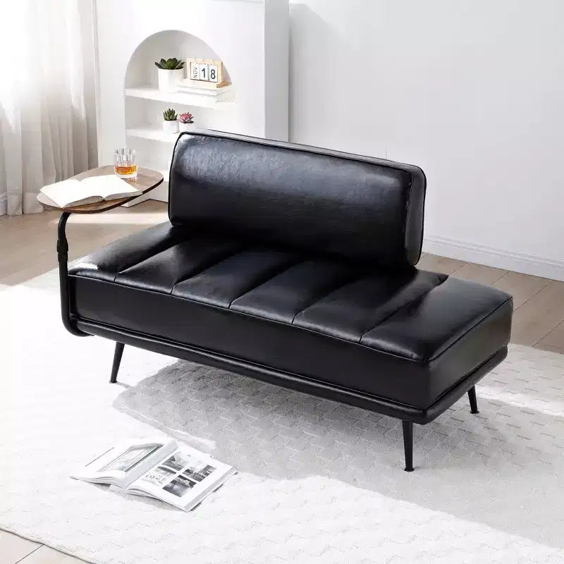 TUYOHW 55 Modern Bench Ottoman with Side 360Swivel Tray PU Upholstered End of Bed Bench with Backrest Entryway Bench for Living Room, Bedroom