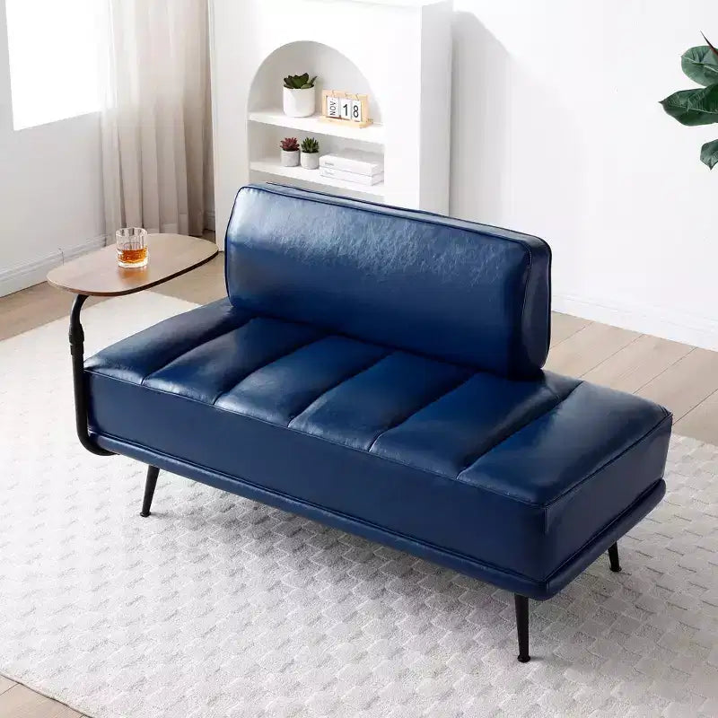 TUYOHW 55 Banc Ottomane Moderne avec Plateau Pivotant à 360° en PU, Banc de Bout de Lit Rembourré avec Dossier, Banc d'Entrée pour Salon, Chambre à Coucher