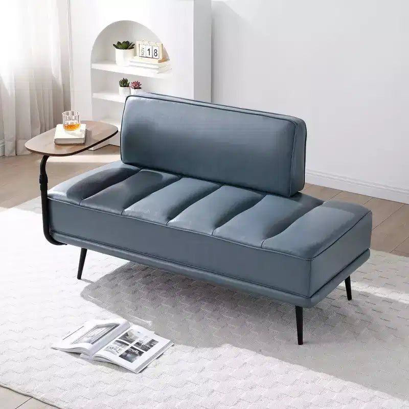 TUYOHW 55 Banc Ottomane Moderne avec Plateau Pivotant à 360° en PU, Banc de Bout de Lit Rembourré avec Dossier, Banc d'Entrée pour Salon, Chambre à Coucher